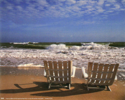 Chairs on Beach Lámina